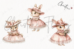 Watercolor Pink Elegant Bunny Clipart | Spring PNG Product Image 3