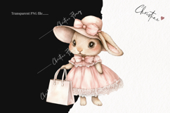Watercolor Pink Elegant Bunny Clipart | Spring PNG Product Image 2