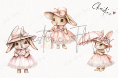 Watercolor Pink Elegant Bunny Clipart | Spring PNG Product Image 3
