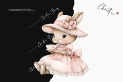 Watercolor Pink Elegant Bunny Clipart | Spring PNG Product Image 2