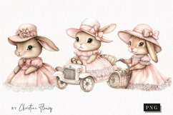 Watercolor Pink Elegant Bunny Clipart | Spring PNG Product Image 1