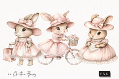 Watercolor Pink Elegant Bunny Clipart | Spring PNG Product Image 1