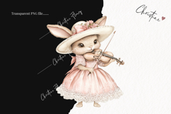 Watercolor Pink Elegant Bunny Clipart | Spring PNG Product Image 2