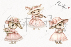 Watercolor Pink Elegant Bunny Clipart | Spring PNG Product Image 3