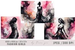 Watercolor fashion girl illustration for posters - 3 jpgs Product Image 1