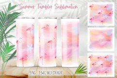 watercolor pink flamingo straight skinny tumbler sublimation
