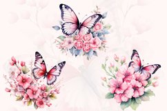 Watercolor Pink Floral Butterfly Clipart Product Image 3
