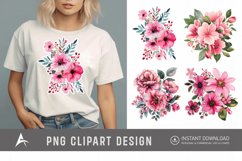 Watercolor Pink Floral Fussy Cuts Clipart Product Image 1