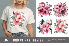 Watercolor Pink Floral Fussy Cuts Clipart Product Image 1
