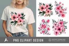 Watercolor Pink Floral Fussy Cuts Clipart Product Image 1