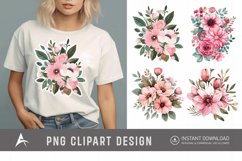 Watercolor Pink Floral Fussy Cuts Clipart Product Image 1