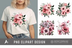 Watercolor Pink Floral Fussy Cuts Clipart Product Image 1
