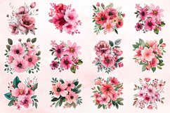 Watercolor Pink Floral Fussy Cuts Clipart Bundle Product Image 2