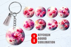 Keychain Watercolor Pink Flower | Keyring Product Image 1