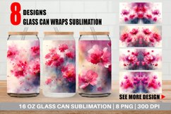 Glass Can Wraps Watercolor Pink Flower Product Image 1