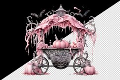 Watercolor pink glamour Halloween carriage pumpkins flowers roses print 20 oz tumbler skinny mug wrap clipart t-shirt sublimation printable design