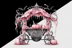 Watercolor pink glamour Halloween carriage pumpkins flowers roses print 20 oz tumbler skinny mug wrap clipart t-shirt sublimation printable design