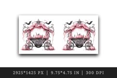 Watercolor pink glamour Halloween carriage pumpkins flowers roses print 20 oz tumbler skinny mug wrap clipart t-shirt sublimation printable design