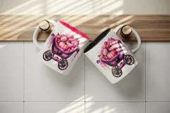 Watercolor pink glamour Halloween cart pumpkins sweets trick or treat print 20 oz tumbler skinny mug wrap clipart t-shirt sublimation printable design