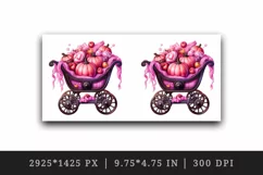 Watercolor pink glamour Halloween cart pumpkins sweets trick or treat print 20 oz tumbler skinny mug wrap clipart t-shirt sublimation printable design