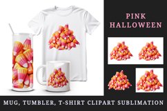 Watercolor Pink Halloween candy corn trick or treat 20 oz tumbler skinny mug wrap clipart t-shirt sublimation printable design