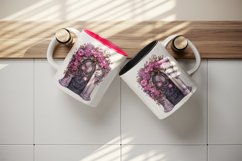 Watercolor Pink Halloween creaky door flowers autumn leaves 20 oz tumbler skinny mug wrap clipart t-shirt sublimation printable design
