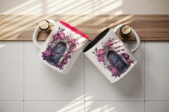 Watercolor Pink Halloween creaky door flowers roses autumn leaves 20 oz tumbler skinny mug wrap clipart t-shirt sublimation printable design