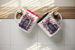 Watercolor Pink Halloween creaky door flowers roses autumn leaves 20 oz tumbler skinny mug wrap clipart t-shirt sublimation printable design
