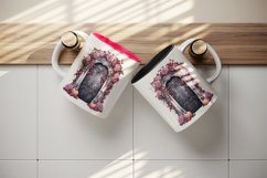 Watercolor Pink Halloween creaky door flowers roses pumpkins autumn leaves 20 oz tumbler skinny mug wrap clipart t-shirt sublimation printable design