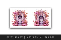 Watercolor Pink Halloween creaky door pumpkins carving flowers Jack-o-lantern 20 oz tumbler skinny mug wrap clipart t-shirt sublimation printable design