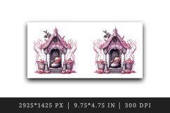 Watercolor Pink Halloween creaky door pumpkins carving house Jack-o-lantern 20 oz tumbler skinny mug wrap clipart t-shirt sublimation printable design