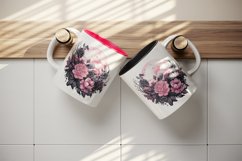 Watercolor Pink Halloween dark scary night full moon flowers roses 20 oz tumbler skinny mug wrap clipart t-shirt sublimation printable design