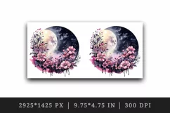 Watercolor Pink Halloween dark scary night full moon flowers roses 20 oz tumbler skinny mug wrap clipart t-shirt sublimation printable design