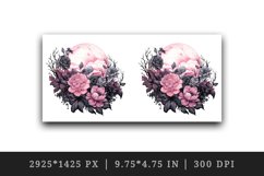 Watercolor Pink Halloween dark scary night full moon flowers roses 20 oz tumbler skinny mug wrap clipart t-shirt sublimation printable design
