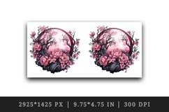 Watercolor Pink Halloween dark scary night moon flowers roses 20 oz tumbler skinny mug wrap clipart t-shirt sublimation printable design