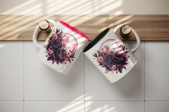 Watercolor Pink Halloween dark scary night moon flowers roses 20 oz tumbler skinny mug wrap clipart t-shirt sublimation printable design