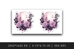 Watercolor Pink Halloween dark scary night moon flowers roses 20 oz tumbler skinny mug wrap clipart t-shirt sublimation printable design