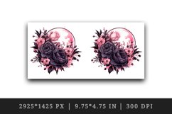 Watercolor Pink Halloween dark scary night moon flowers roses 20 oz tumbler skinny mug wrap clipart t-shirt sublimation printable design
