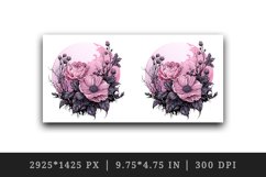 Watercolor Pink Halloween dark scary night moon flowers roses 20 oz tumbler skinny mug wrap clipart t-shirt sublimation printable design