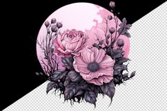Watercolor Pink Halloween dark scary night moon flowers roses 20 oz tumbler skinny mug wrap clipart t-shirt sublimation printable design