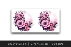 Watercolor Pink Halloween dark scary night moon flowers roses 20 oz tumbler skinny mug wrap clipart t-shirt sublimation printable design