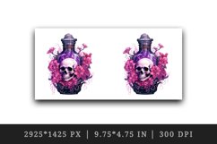 Watercolor Pink Halloween floral poison bottle skull flowers roses 20 oz tumbler skinny mug wrap clipart t-shirt sublimation printable design