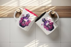 Watercolor Pink Halloween floral poison bottle skull flowers roses 20 oz tumbler skinny mug wrap clipart t-shirt sublimation printable design