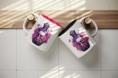 Watercolor Pink Halloween floral poison bottle skull flowers roses 20 oz tumbler skinny mug wrap clipart t-shirt sublimation printable design