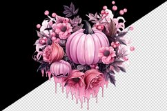 Watercolor Pink Halloween floral pumpkin fall flowers roses 20 oz tumbler skinny mug wrap clipart t-shirt sublimation printable design