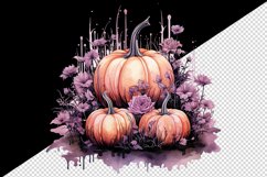 Watercolor Pink Halloween floral pumpkin fall flowers roses 20 oz tumbler skinny mug wrap clipart t-shirt sublimation printable design