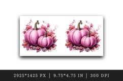 Watercolor Pink Halloween floral pumpkin fall flowers roses 20 oz tumbler skinny mug wrap clipart t-shirt sublimation printable design