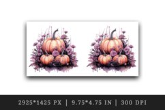 Watercolor Pink Halloween floral pumpkin fall flowers roses 20 oz tumbler skinny mug wrap clipart t-shirt sublimation printable design