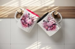 Watercolor Pink Halloween floral pumpkin fall flowers roses 20 oz tumbler skinny mug wrap clipart t-shirt sublimation printable design