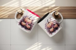 Watercolor Pink Halloween floral pumpkin fall flowers roses 20 oz tumbler skinny mug wrap clipart t-shirt sublimation printable design
